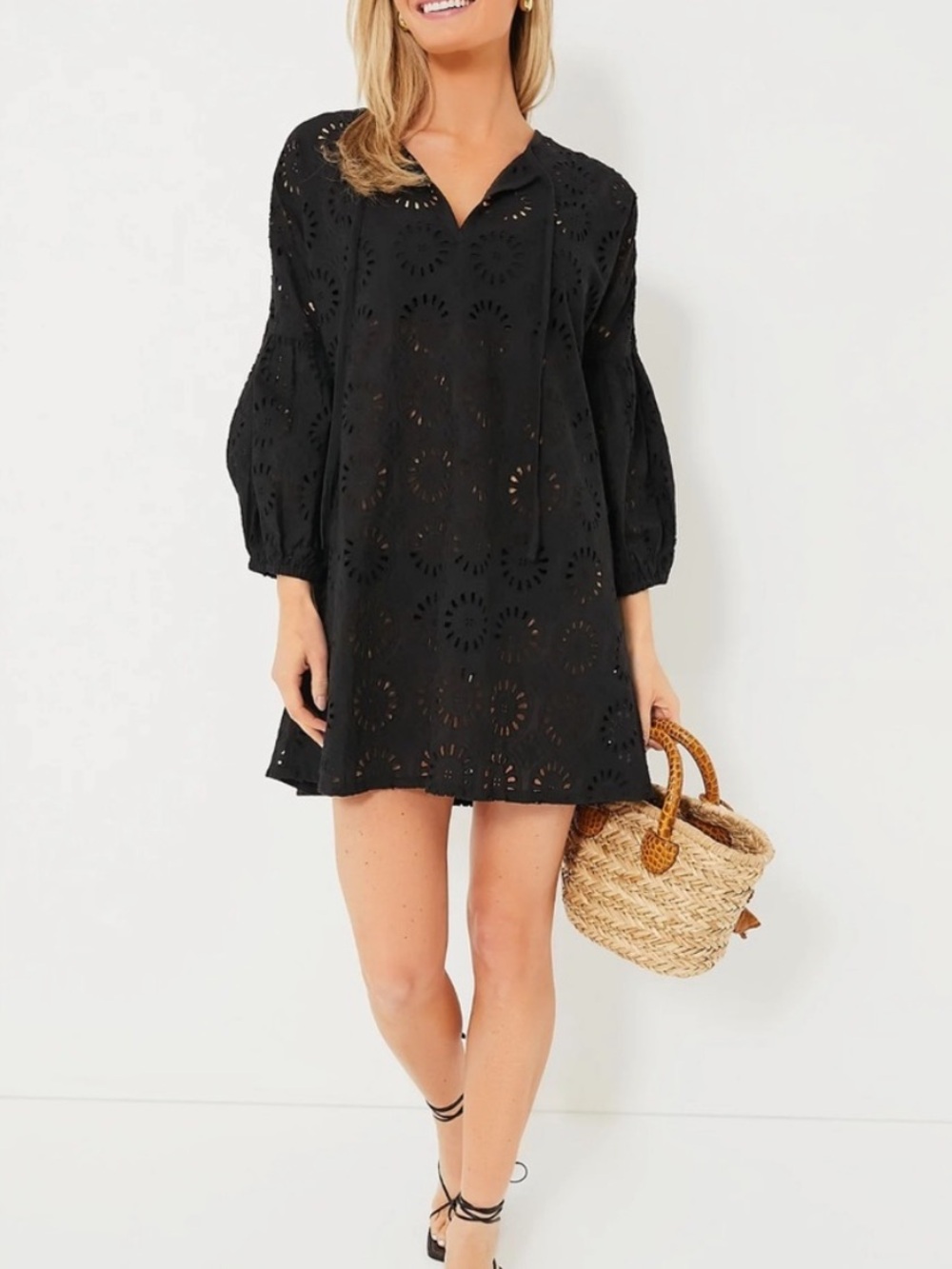 Tuckernuck Black Eyelet Cleo Mini Cover-Up Dress - Picture 2 of 10